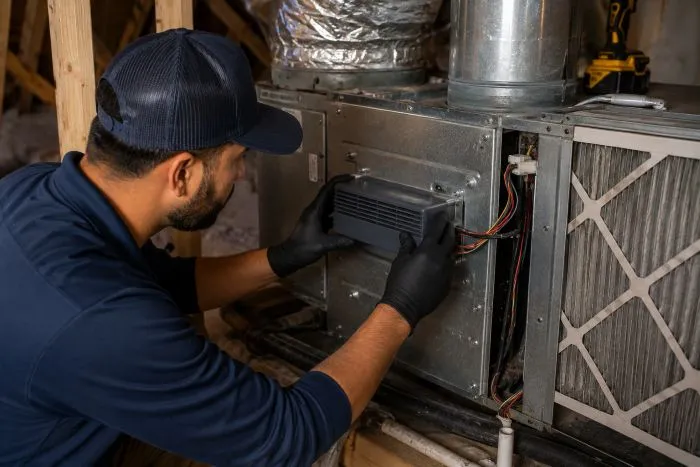 HVAC ionizer installed in a Tampa, Florida home's air handling system