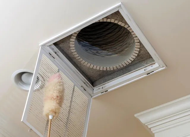 Air duct cleaning service in progress in a Tampa, FL home