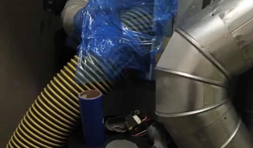 Metal ductwork sections showing connection points where leaks typically form
